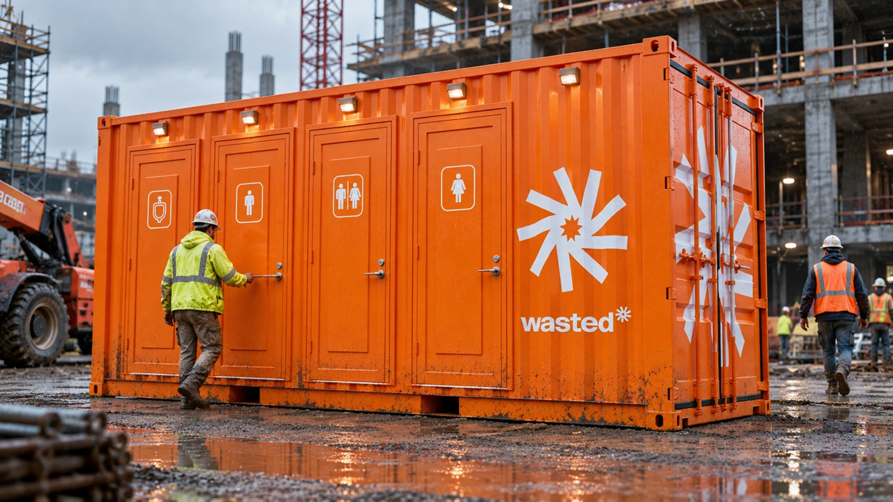 Rainy Wasted Can on a muddy jobsite